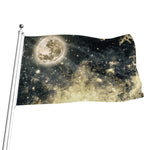 Full Moon And Night Stars Print Flag