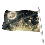 Full Moon And Night Stars Print Flag