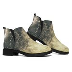 Full Moon And Night Stars Print Flat Ankle Boots