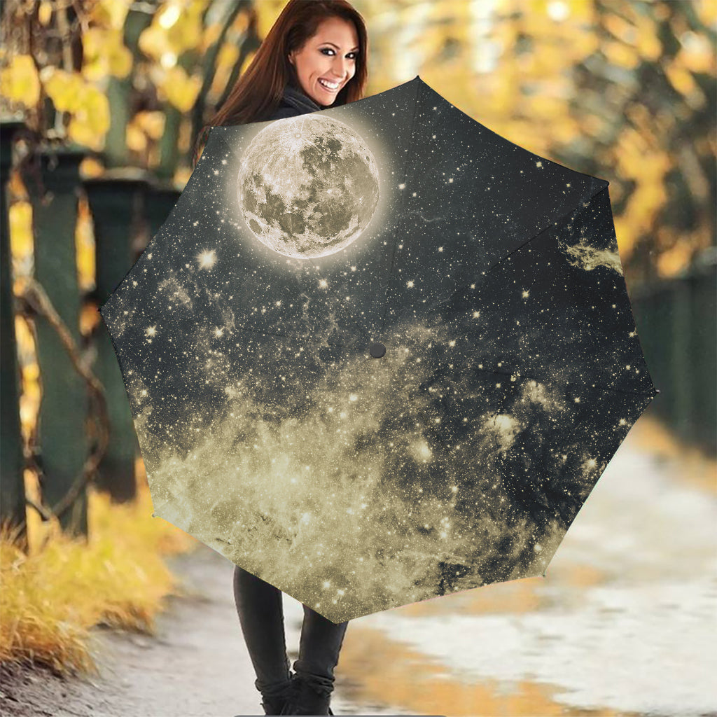Full Moon And Night Stars Print Foldable Umbrella