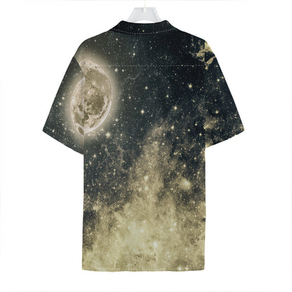 Full Moon And Night Stars Print Hawaiian Shirt