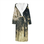 Full Moon And Night Stars Print Hooded Bathrobe