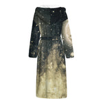 Full Moon And Night Stars Print Hooded Bathrobe