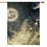 Full Moon And Night Stars Print House Flag
