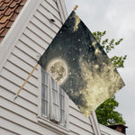 Full Moon And Night Stars Print House Flag