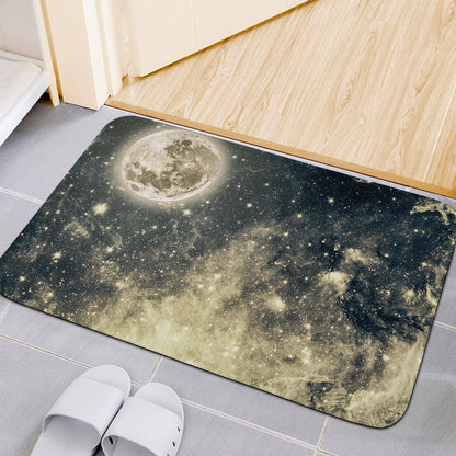Full Moon And Night Stars Print Indoor Door Mat