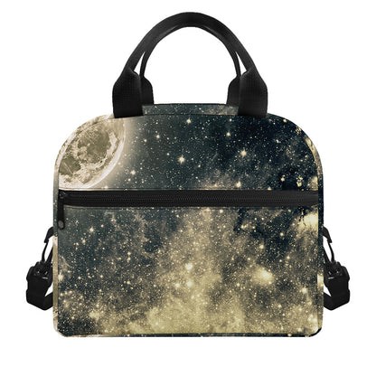 Full Moon And Night Stars Print Insulated Lunch Bag
