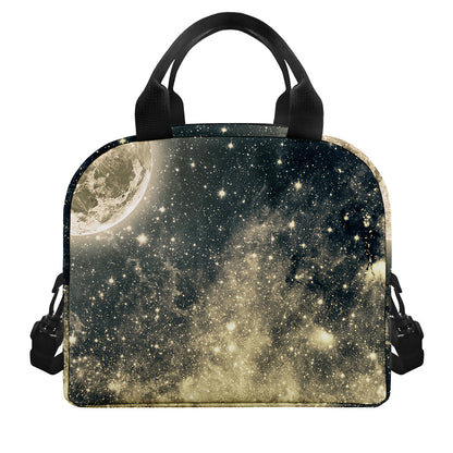 Full Moon And Night Stars Print Insulated Lunch Bag