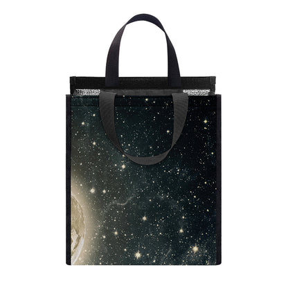 Full Moon And Night Stars Print Insulated Lunch Tote