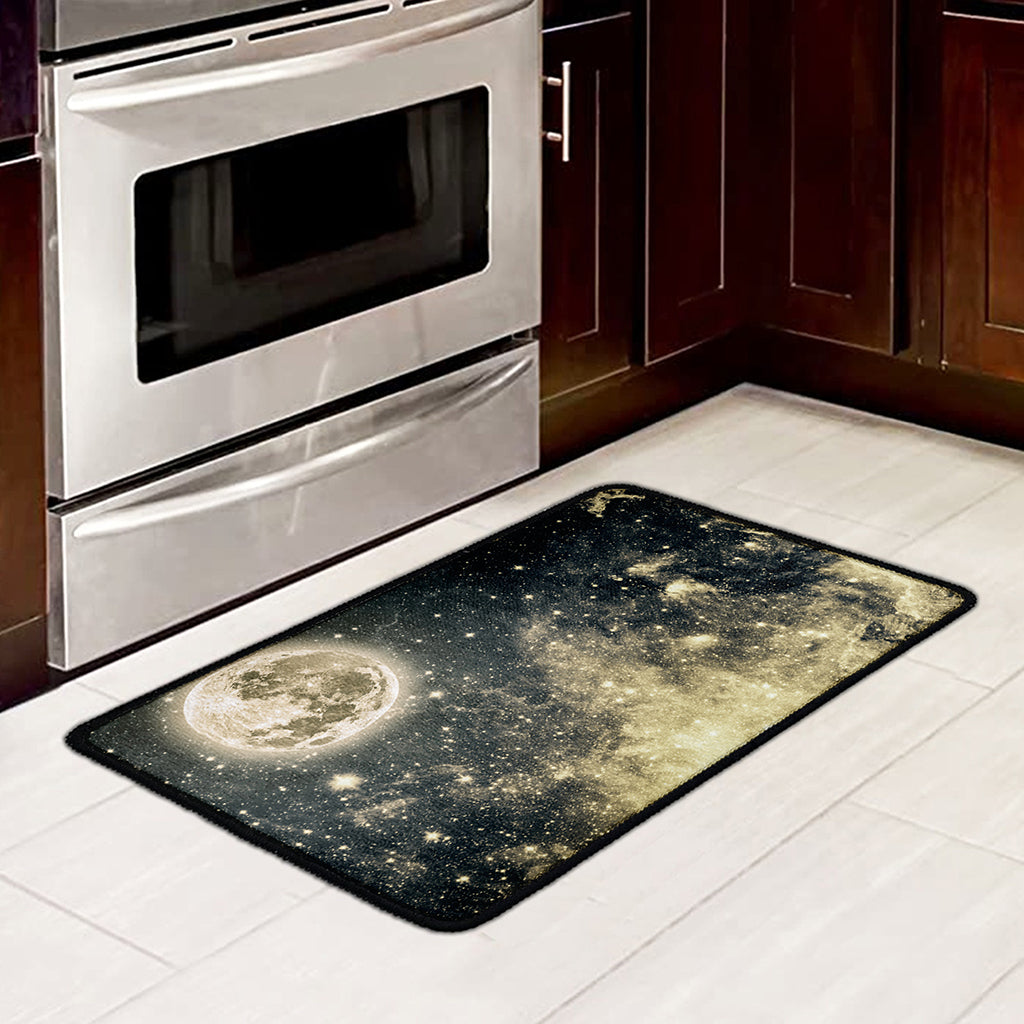 Full Moon And Night Stars Print Kitchen Mat