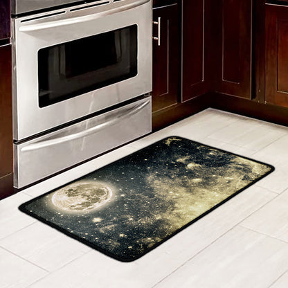 Full Moon And Night Stars Print Kitchen Mat