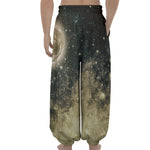 Full Moon And Night Stars Print Lantern Pants