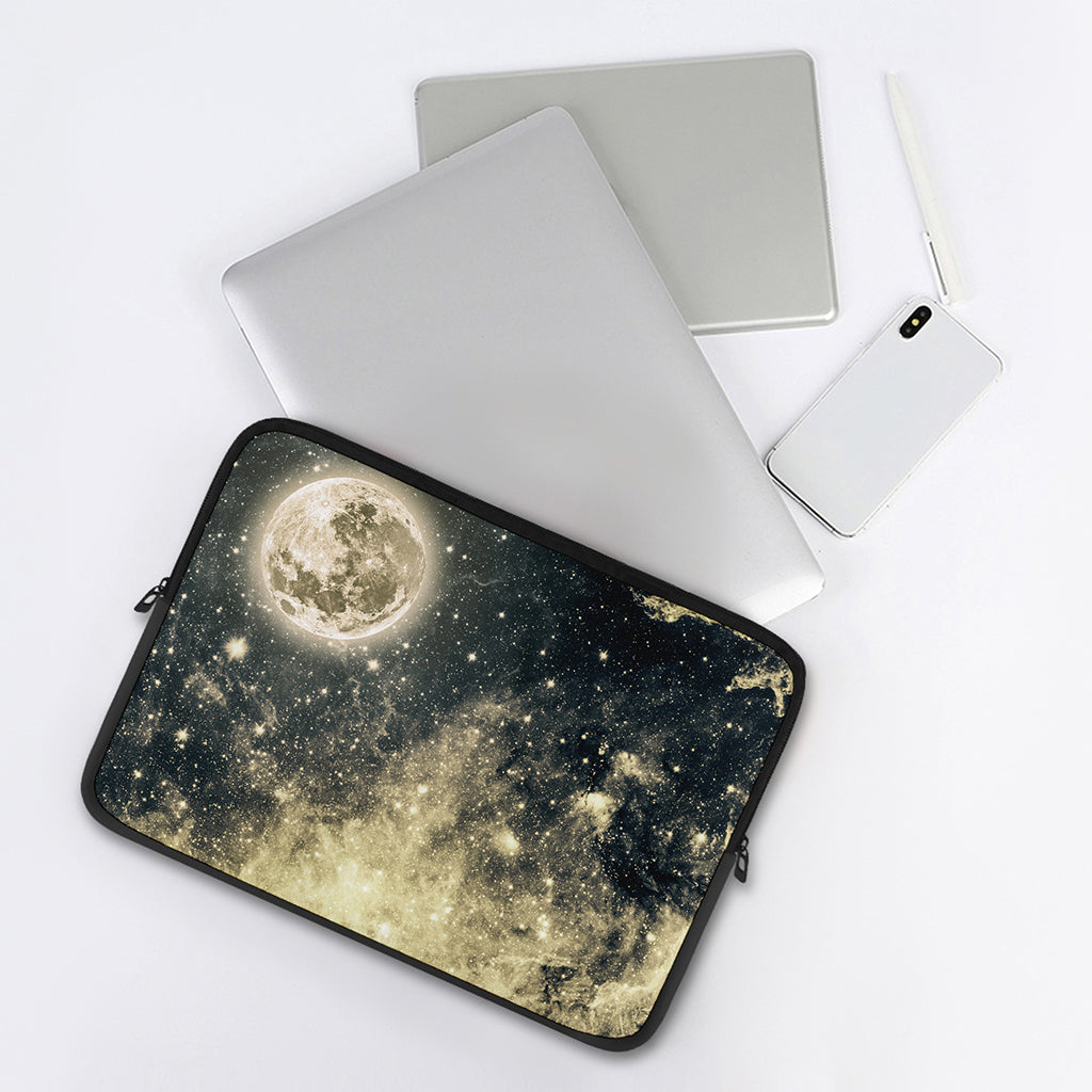 Full Moon And Night Stars Print Laptop Sleeve