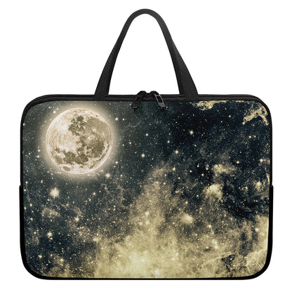 Full Moon And Night Stars Print Laptop Sleeve With Handle
