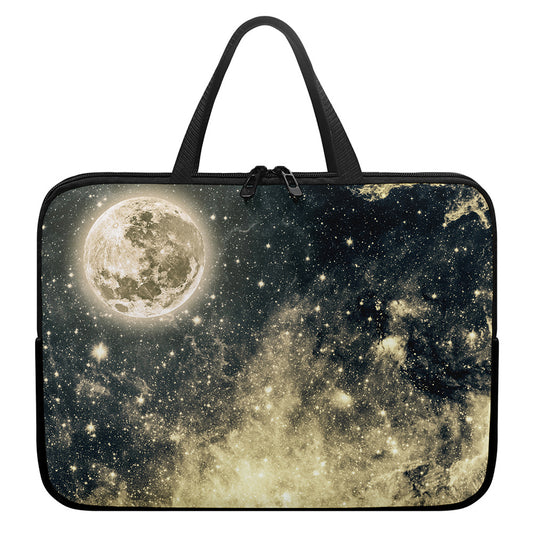 Full Moon And Night Stars Print Laptop Sleeve With Handle