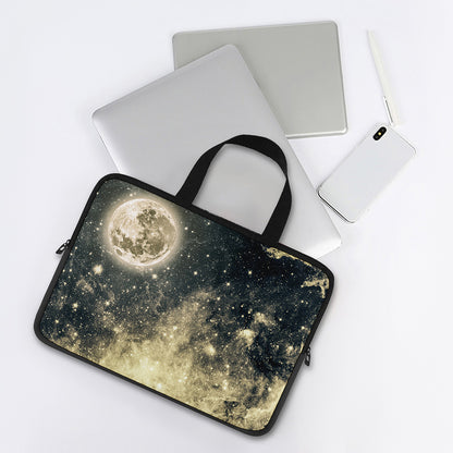 Full Moon And Night Stars Print Laptop Sleeve With Handle