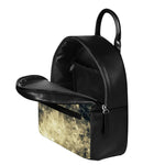 Full Moon And Night Stars Print Leather Backpack