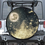 Full Moon And Night Stars Print Leather Spare Tire Cover