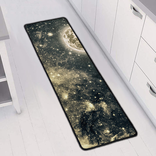 Full Moon And Night Stars Print Long Kitchen Mat