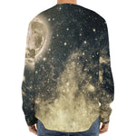 Full Moon And Night Stars Print Long Sleeve Baseball Jersey