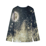 Full Moon And Night Stars Print Long Sleeve Short Coat