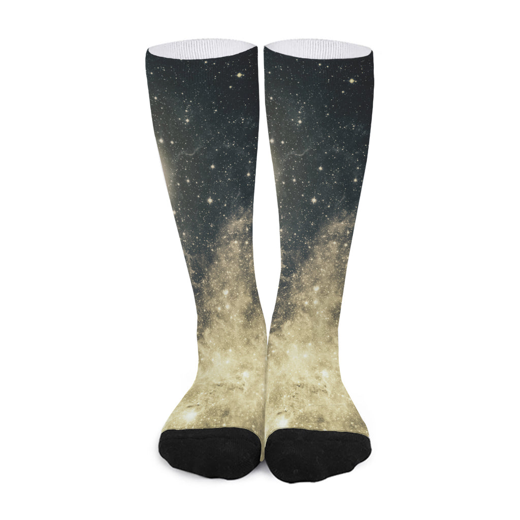 Full Moon And Night Stars Print Long Socks