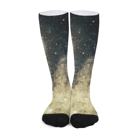 Full Moon And Night Stars Print Long Socks
