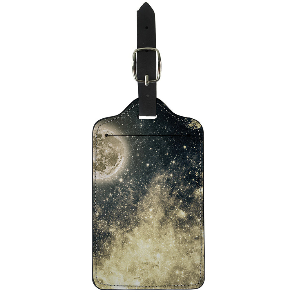 Full Moon And Night Stars Print Luggage Tag