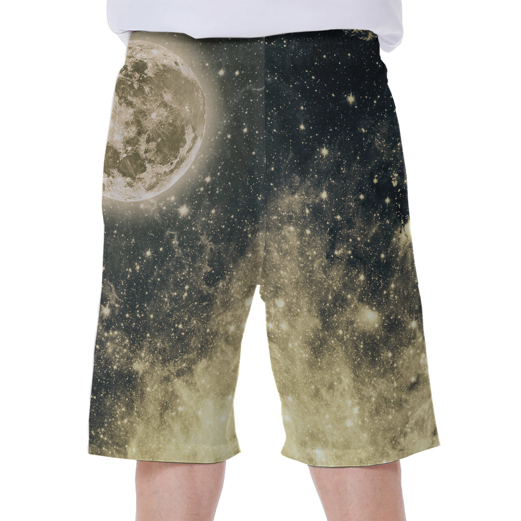 Full Moon And Night Stars Print Men's Beach Shorts