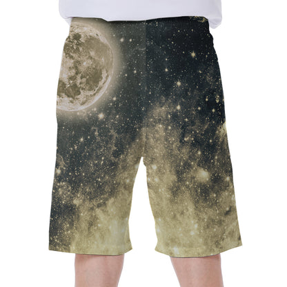 Full Moon And Night Stars Print Men's Beach Shorts
