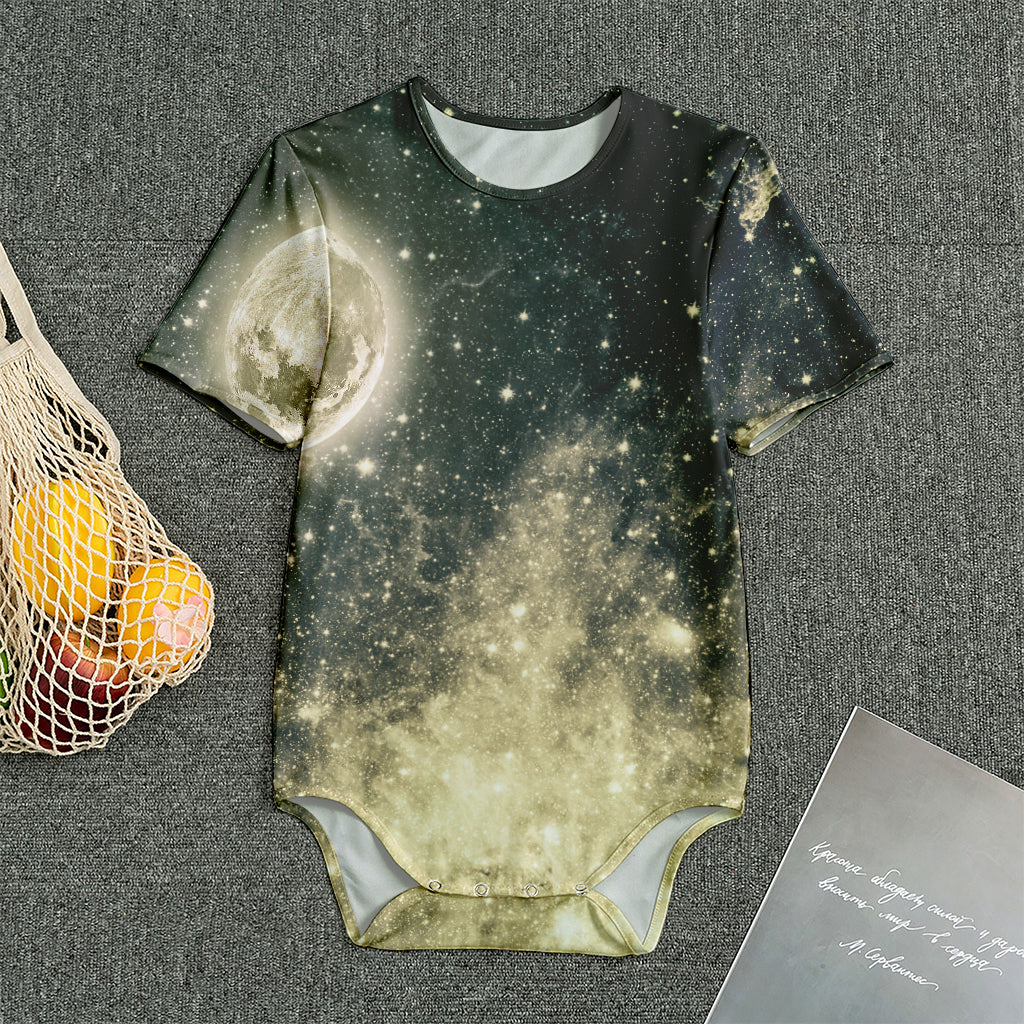 Full Moon And Night Stars Print Men's Bodysuit