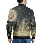 Full Moon And Night Stars Print Men's Bomber Jacket