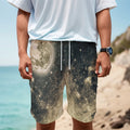 Full Moon And Night Stars Print Men's Cargo Shorts