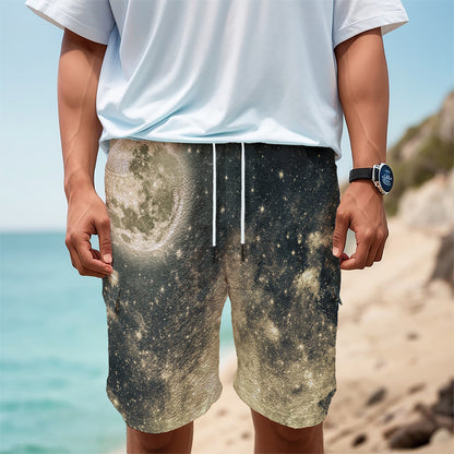 Full Moon And Night Stars Print Men's Cargo Shorts