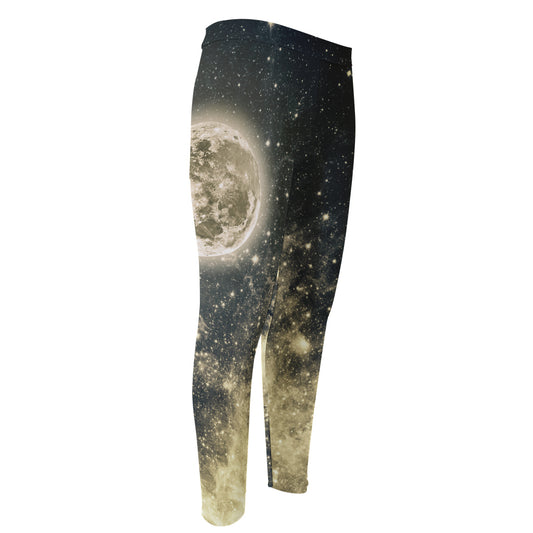 Full Moon And Night Stars Print Men's Compression Pants