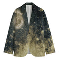Full Moon And Night Stars Print Men's Cotton Blazer
