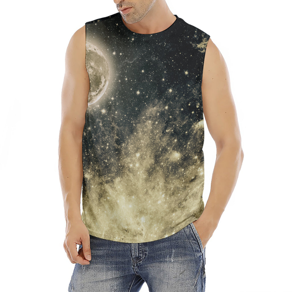 Full Moon And Night Stars Print Men's Fitness Tank Top