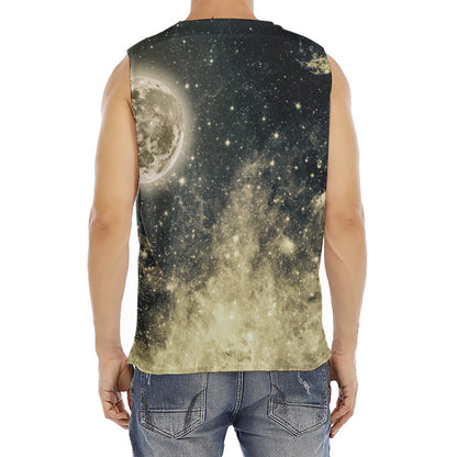 Full Moon And Night Stars Print Men's Fitness Tank Top