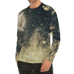Full Moon And Night Stars Print Men's Long Sleeve Rash Guard