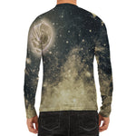 Full Moon And Night Stars Print Men's Long Sleeve Rash Guard