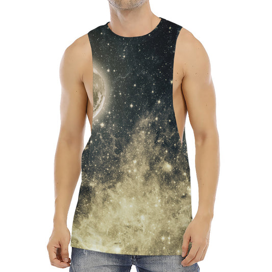 Full Moon And Night Stars Print Men's Muscle Tank Top