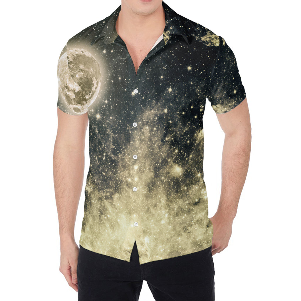 Full Moon And Night Stars Print Men's Shirt