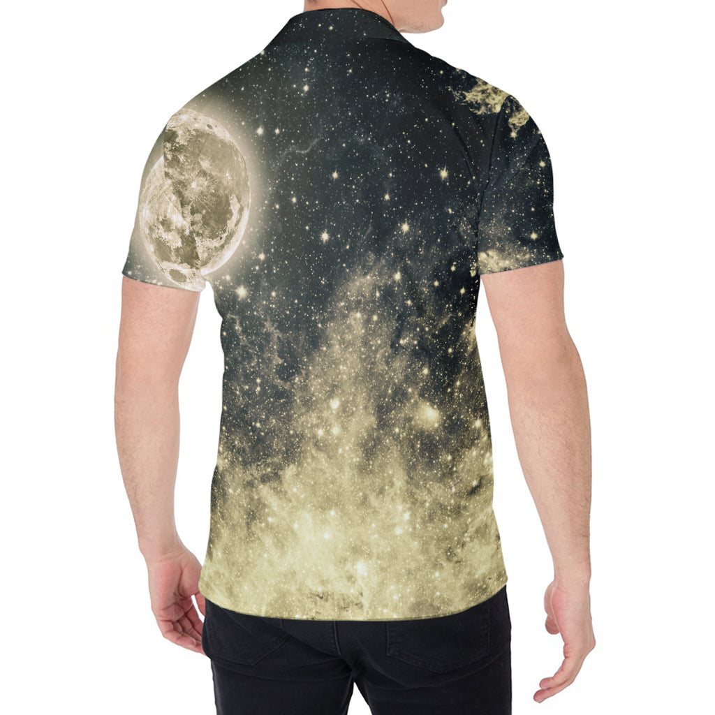 Full Moon And Night Stars Print Men's Shirt