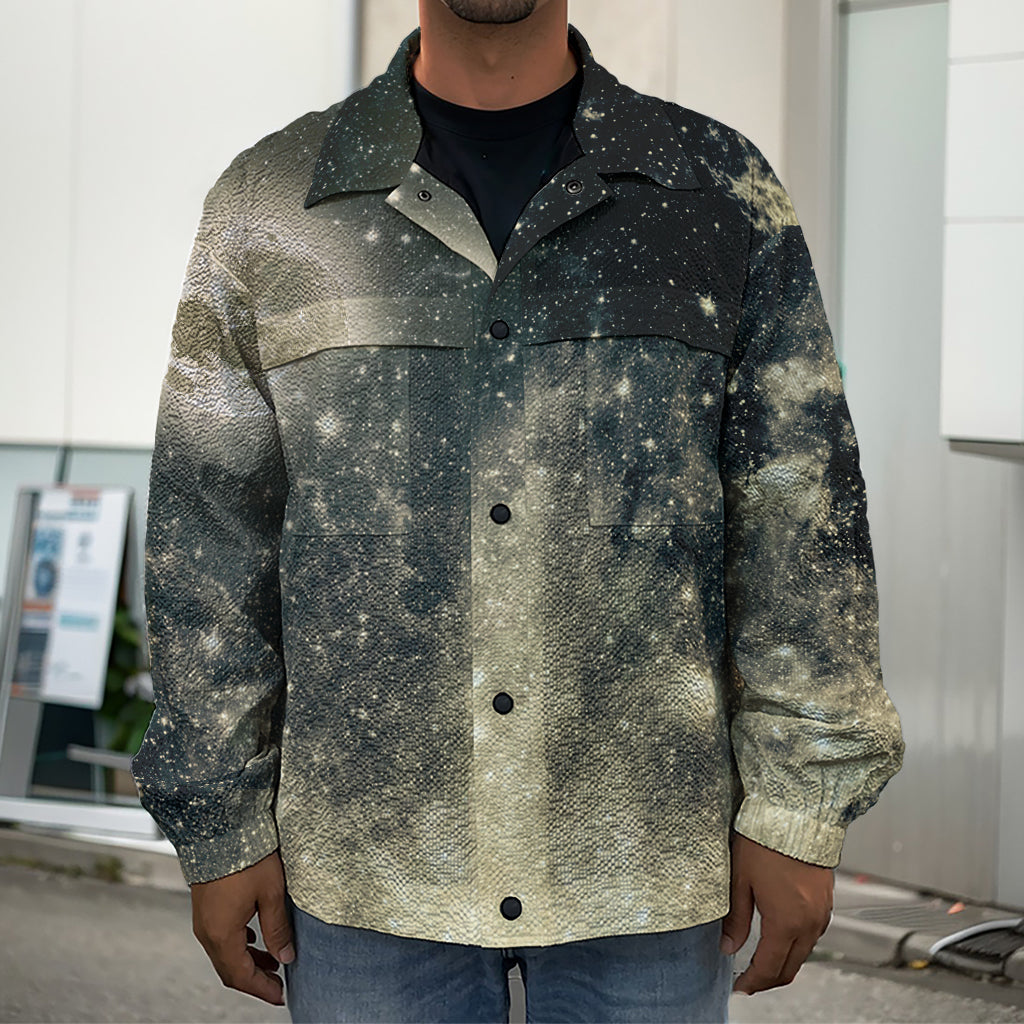 Full Moon And Night Stars Print Men's Shirt Jacket