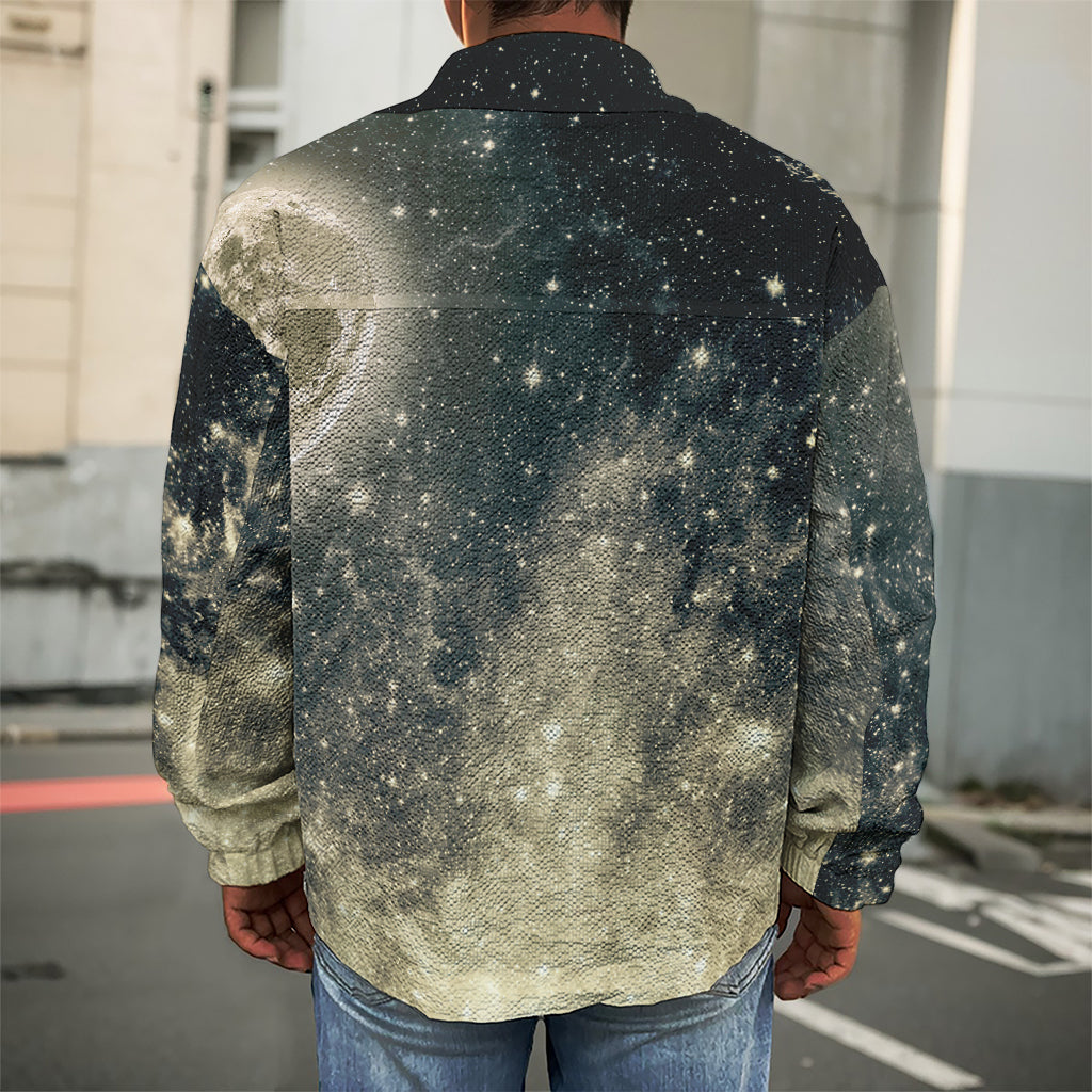 Full Moon And Night Stars Print Men's Shirt Jacket