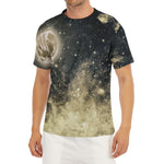 Full Moon And Night Stars Print Men's Short Sleeve Rash Guard