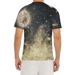 Full Moon And Night Stars Print Men's Short Sleeve Rash Guard