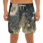 Full Moon And Night Stars Print Men's Split Running Shorts