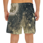Full Moon And Night Stars Print Men's Split Running Shorts