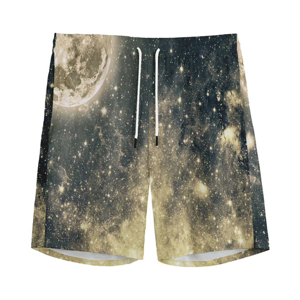 Full Moon And Night Stars Print Men's Sports Shorts